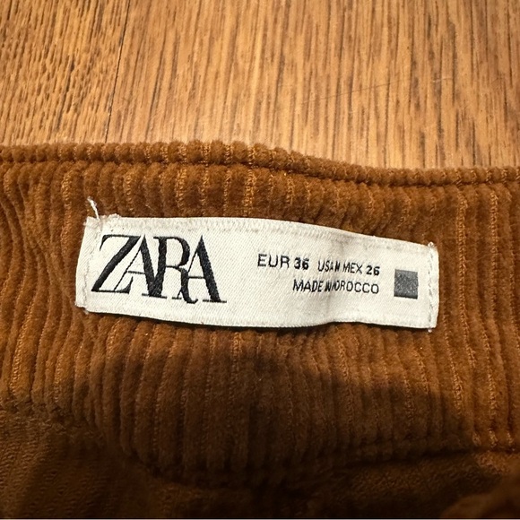 Zara Brown Corduroy Pants Straight-Leg Casual size M casual - Picture 5 of 6